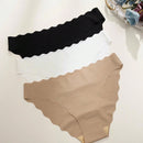 3 Unids/paquete Bragas Triangulares Sin Costuras De Talle Bajo Con Borde Ondulado