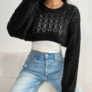 EZwear Jersey crop de punto de malla de hombros caidos sin sujetador