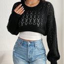 EZwear Jersey crop de punto de malla de hombros caidos sin sujetador