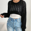 EZwear Jersey crop de punto de malla de hombros caidos sin sujetador