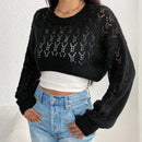 EZwear Jersey crop de punto de malla de hombros caidos sin sujetador