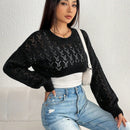 EZwear Jersey crop de punto de malla de hombros caidos sin sujetador