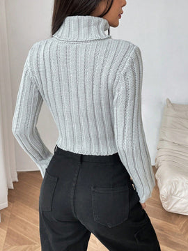EZwear Sueter Corto De Cuello Alto Para Mujer