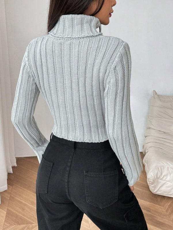 EZwear Sueter Corto De Cuello Alto Para Mujer