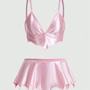 ROMWE Goth Set de lenceria unicolor de saten