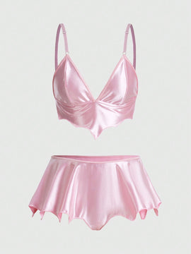 ROMWE Goth Set de lenceria unicolor de saten