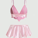 ROMWE Goth Set de lenceria unicolor de saten