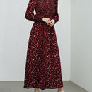 Mulvari Vestido con estampado floral ribete con fruncido de cuello alto de manga farol