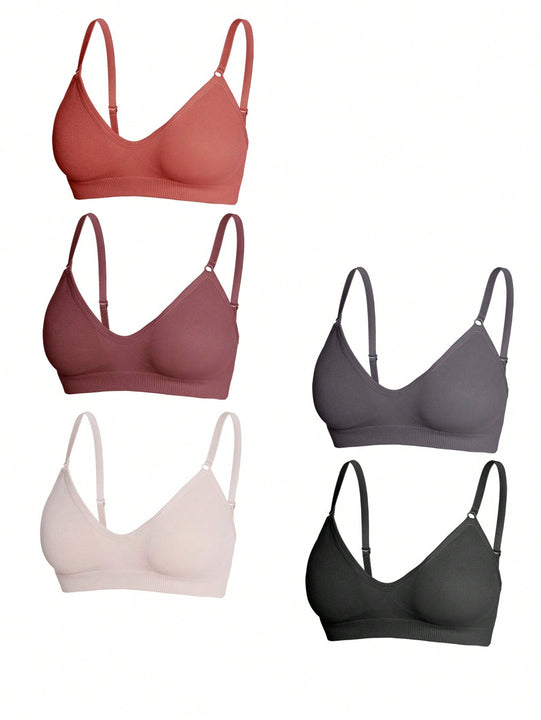 5 piezas/set sujetadores casuales sin costuras de mujer de punto de canale solido