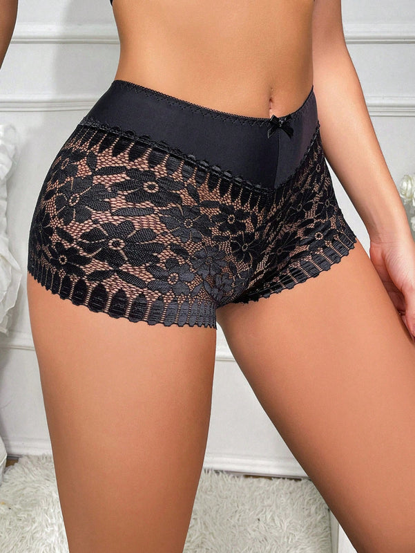 Pantalones Cortos Con Encaje Para Mujer Estilo Boyshorts