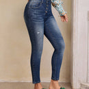 LUNE Jeans ajustados con rasgunos de gato con boton