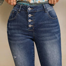 LUNE Jeans ajustados con rasgunos de gato con boton