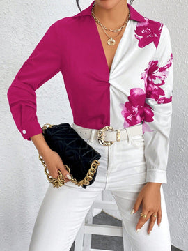 Clasi Camisa con estampado floral girante delantero de dos tonos