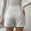 Prive Skort con estampado de cuadros con boton delantero tweed