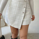 Prive Skort con estampado de cuadros con boton delantero tweed