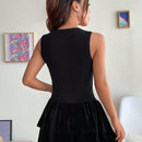 EZwear Chaleco de punto crop con patron de dibujos animados