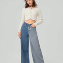 Forever 21 Jeans De Pierna Recta Para Mujer Con Bolsillos Inclinados En Color En Contraste
