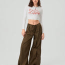 Forever 21 Top Largo Con Mangas Largas Recortadas E Impresion De Letras