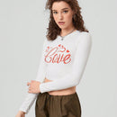 Forever 21 Top Largo Con Mangas Largas Recortadas E Impresion De Letras
