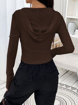 Ezwear sudadera con capucha unicolor crop
