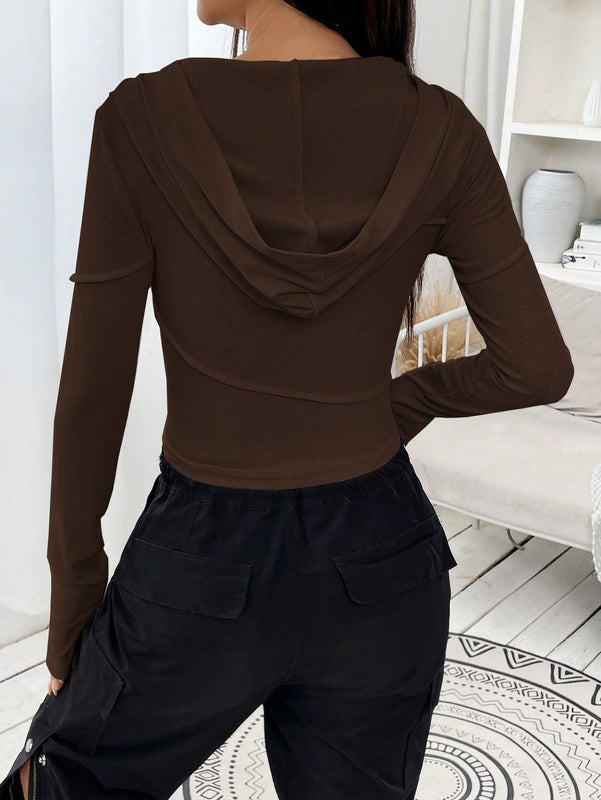 Ezwear sudadera con capucha unicolor crop