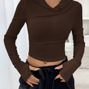 Ezwear sudadera con capucha unicolor crop