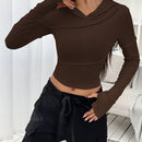 Ezwear sudadera con capucha unicolor crop