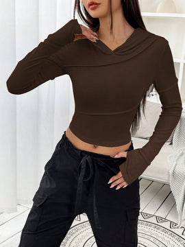 Ezwear sudadera con capucha unicolor crop