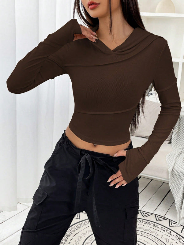 Ezwear sudadera con capucha unicolor crop