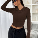 Ezwear sudadera con capucha unicolor crop