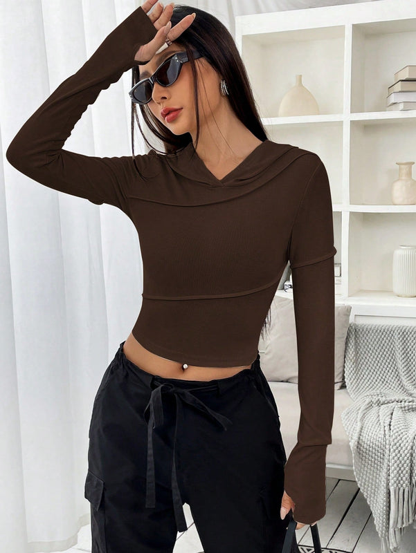 Ezwear sudadera con capucha unicolor crop