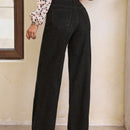 LUNE Jeans unicolor con parche de bolsillo de pierna ancha