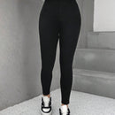 PETITE Mujeres Pantalones ajustados informales y simples con cremallera en unicolor