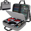 Estuche de mezclador de audio (Interior 15.5"x 13"x 6") Bolsa protectora de mezclador de DJ con relleno de 10mm, Bolsa de equipo de grabación de gran capacidad suave con almacenamiento ajustable para cables, equipos de podcast y micrófonos, regalo de San