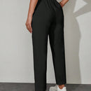 Pantalones unicolor con bolsillo oblicuo de cintura con cordon