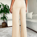 2 piezas pantalon para mujer de cintura alta y pierna ancha en unicolor marron y negro, casual y minimalista con un sentido de la caida