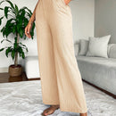 2 piezas pantalon para mujer de cintura alta y pierna ancha en unicolor marron y negro, casual y minimalista con un sentido de la caida