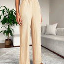 2 piezas pantalon para mujer de cintura alta y pierna ancha en unicolor marron y negro, casual y minimalista con un sentido de la caida