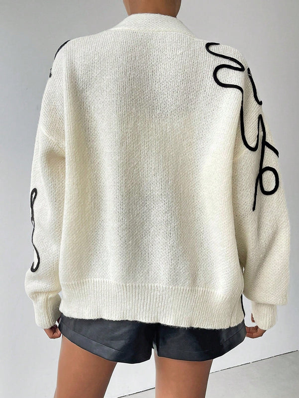Frenchy cardigan casual de mujer con bloqueo de color y estampado floral, para otono/invierno