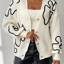 Frenchy cardigan casual de mujer con bloqueo de color y estampado floral, para otono/invierno