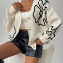 Frenchy cardigan casual de mujer con bloqueo de color y estampado floral, para otono/invierno