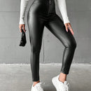 Pantalones ajustados cremallera pu