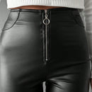 Pantalones ajustados cremallera pu