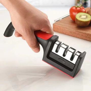 Afiliador Profesional de 3 Etapas - con Mango Antideslizante, Afilado Rápido y Duradero - Colores y Rojo, Construcción Resistente, Ideal para Cocina y BBQ, Regalo Perfecto para el Día del Padre, Herramienta Esencial de Cocina, Diseño Elegante, Material R