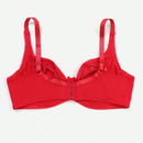 Sujetador De Copa Completa De Encaje Semitransparente, Copa Ultrafina, Rojo, Sexy, Con Estampado De Flores, 1 Ud.