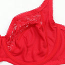 Sujetador De Copa Completa De Encaje Semitransparente, Copa Ultrafina, Rojo, Sexy, Con Estampado De Flores, 1 Ud.