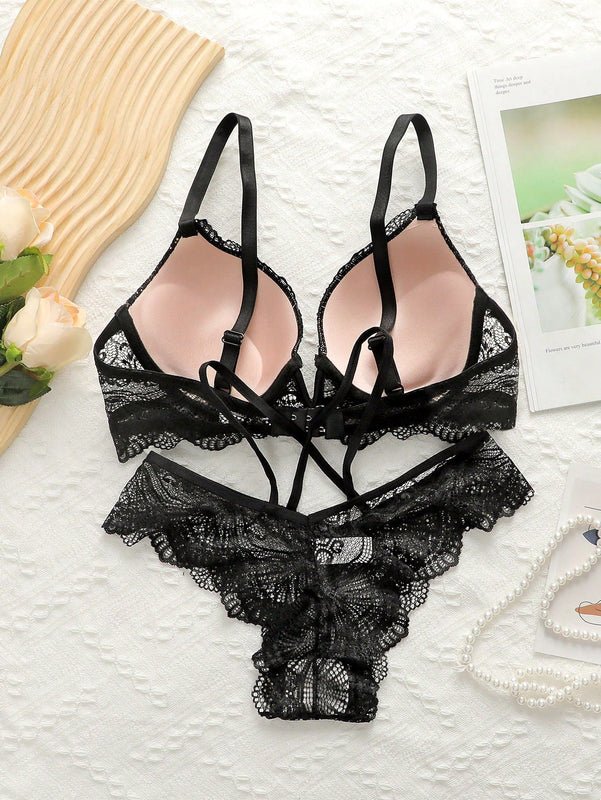 Conjunto de lenceria con encaje con aro