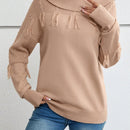 EMERY ROSE Jersey doblado cuello ribete con fleco de hombros caidos