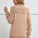 EMERY ROSE Jersey doblado cuello ribete con fleco de hombros caidos
