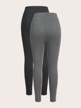 Essnce 2 piezas Pantalones con estampado de letra de cintura ancha